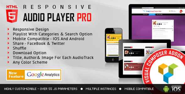 HTML5 Audio Player PRO v1.9.6 - Visual Composer Addon