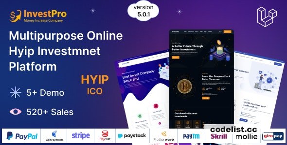 Hyip InvestPro v5.0.1 – Advance HYIP & ICO Investment Wallet & Banking Platform