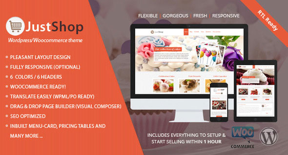 JUSTSHOP V7.0 - CAKE BAKERY RESTAURANT WORDPRESS THEME