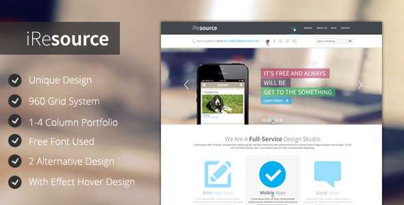 iResources - Themeforest Creative One Page portfolio PSD Theme