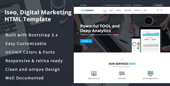 iSeo, Digital Marketing, Social Media HTML Template