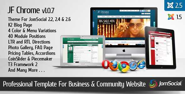JF Chrome - Themeforest JomSocial Ready Joomla Template