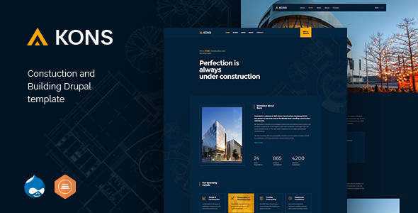Kons v1.1 - Construction and Building Drupal 8 Theme