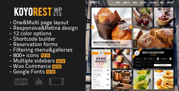 Koyorest v1.5 - Responsive Retina Restaurant WP Theme