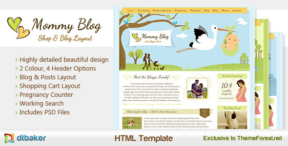 Mommy Blog - Themeforest HTML Including Shop & Blog Layout