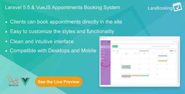 LaraBooking v1.0.1 - Laravel Appointments Booking System