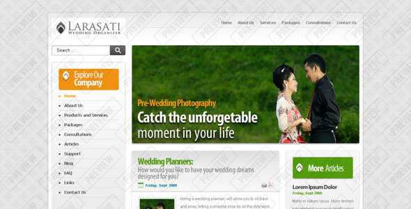 Larasati Wedding - Themeforest PSD Template