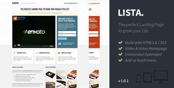 Lista - Themeforest Newsletter Form Landing Page