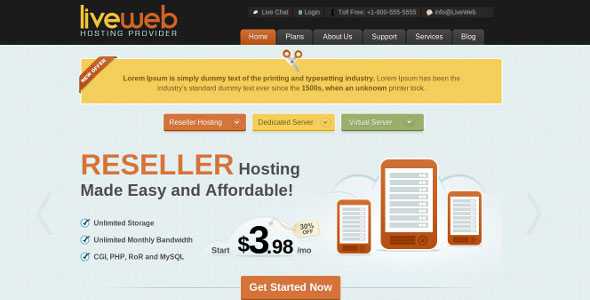 LiveWeb - WordPress Web Hosting Themeforest Template