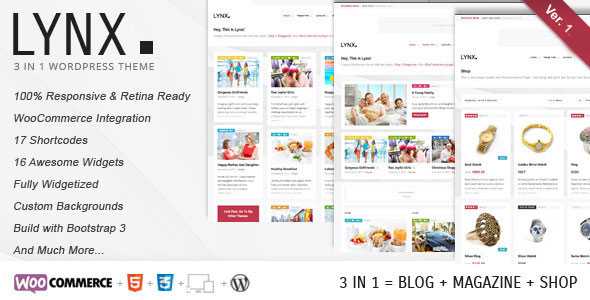 Lynx 3 in 1 - Themeforest Retina Responsive WP Theme