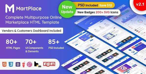 MartPlace v2.1 - Multipurpose Online Marketplace HTML Template with Dashboard