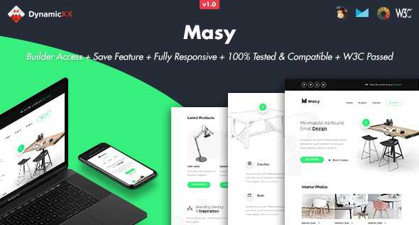 Masy v1.0 - Responsive Email + Online Template Builder