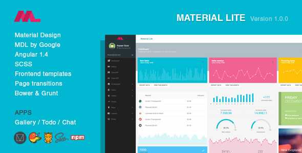 Material Lite - MDL with AngularJS Admin Dashboard