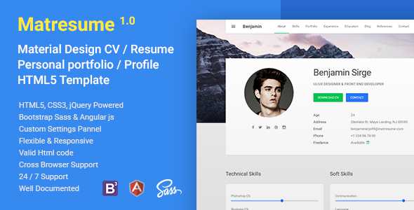 Matresume - Material CV / Resume / vCard / Portfolio Html Template
