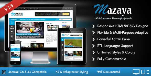 Mazaya Themeforest Responsive Joomla News
