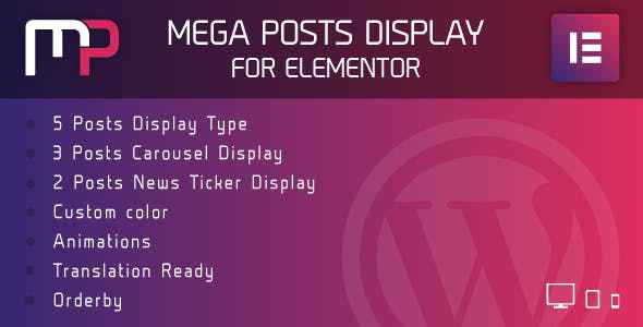 Mega Posts Display for Elementor v1.0 - Premium Wordpress Plugin