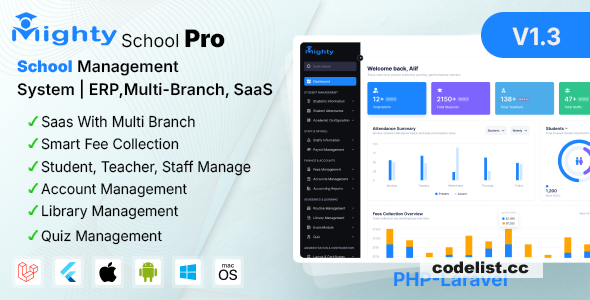 Mighty School Pro v1.3 - School Management System (ERP, Multi-Branch, SaaS)