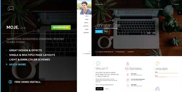 Moje - vCard Bootstrap Responsive WordPress Theme