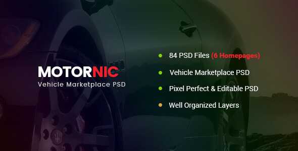 MotorNic - Vehicle Marketplace PSD Template