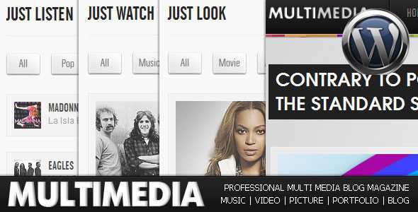 Multimedia - Music, Video, Picture, Blog Themeforest WP