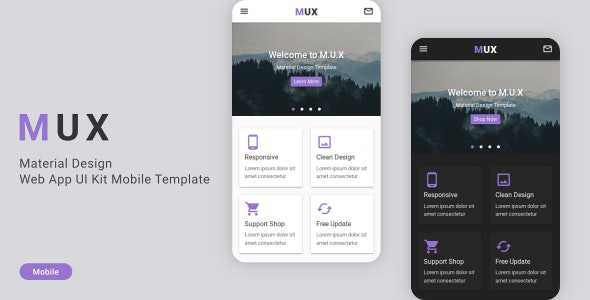 MUX v1.0 - Material Design Web App UI Kit Mobile Template