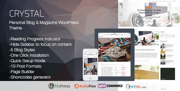 CRYSTAL V1.5 - PERSONAL BLOG WORDPRESS THEME