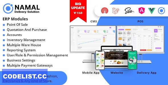 Namal v1.2.0 – 5 in 1 Ionic Delivery Solution with POS for Single & Multiple Location Business Brand