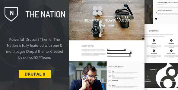 Nation v1.0 - One & multi pages Drupal 8 theme