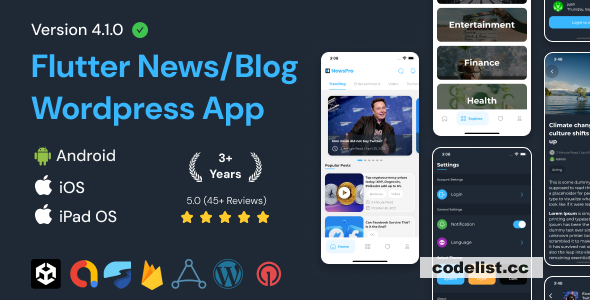 NewsPro v4.1.1 - Blog/News/Article App For Wordpress