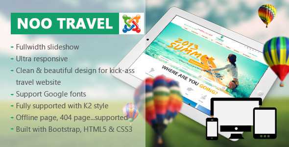 Noo Travel - Themeforest Responsive Joomla 3 Travel Template