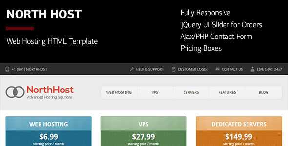 North Host - Web Hosting, Responsive HTML Template