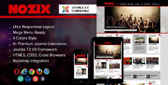 Nozix - Music & Blog Responsive Joomla Template