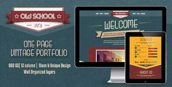 Old School - Themeforest One Page PSD Vintage Portfolio