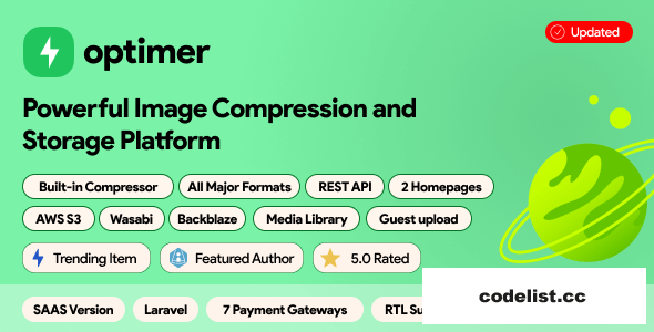 Optimer v3.1.0 - Advanced Image Compression + Cloud Storage Platform | SAAS | PHP
