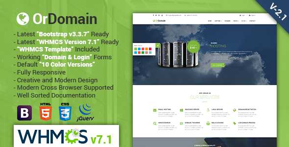 OrDomain - Responsive HTML5 WHMCS Hosting Template