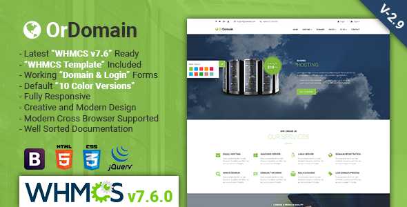 OrDomain v2.9 - Responsive HTML5 WHMCS Hosting Template