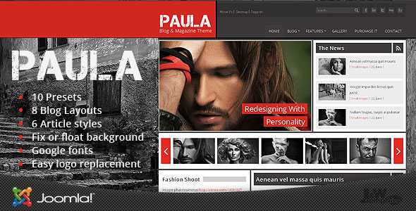 Paula - Themeforest Blog & Magazine Joomla Theme