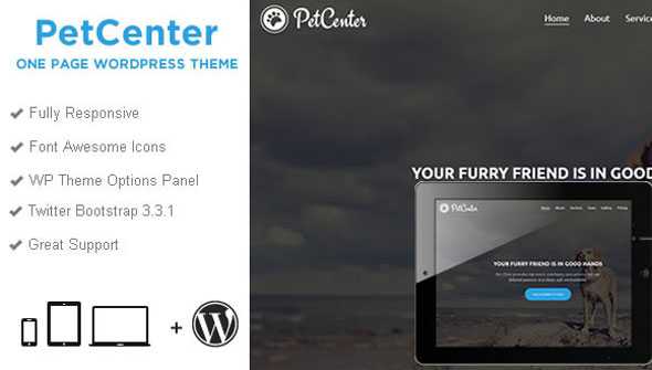 Pet Center – Creativemarket One Page Vets WP Theme