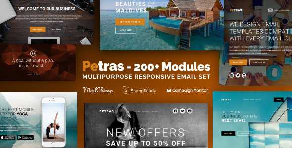 Petras 200 v1.0.1 - Multipurpose Email Set with MailChimp Editor, StampReady & Online Builder