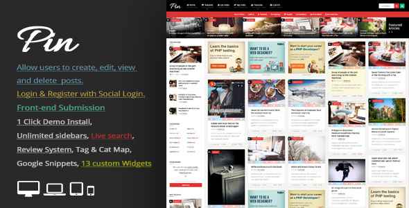 Pin v5.2 - Pinterest Style / Personal Masonry Theme