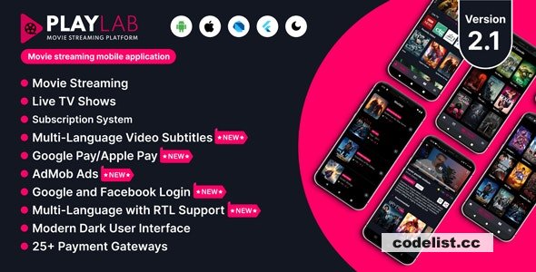 PlayLab v2.6 - Cross Platform on Demand Movie Streaming Mobile Application