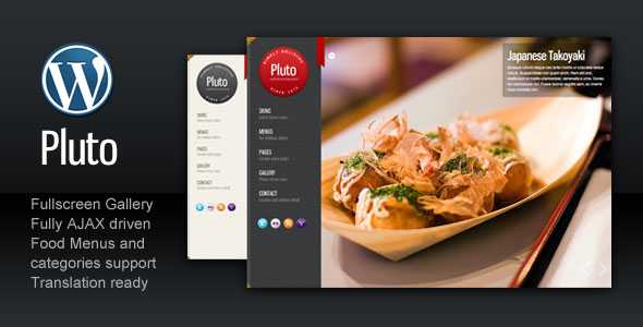Pluto 1.8 Fullscreen Cafe and Restaurant Themeforest WP