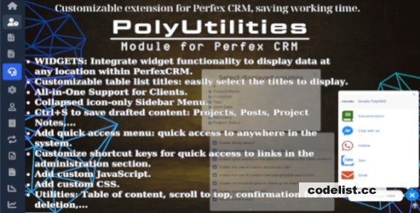 PolyUtilities for Perfex CRM v3.4.3 - Quick Access Menu, Custom JS, CSS, and More