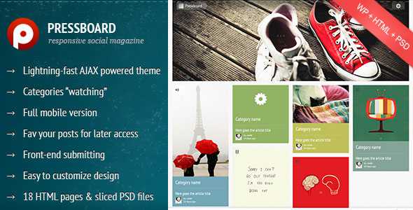 Pressboard - Responsive Social Magazine WP Themeforest Theme