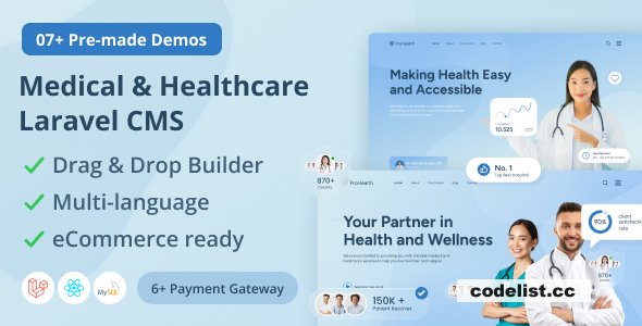 Prohealth v2.0 - Medical and Healthcare Laravel CMS With Live Page Builder - nulled