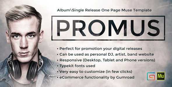 Promus v1.0 - Music Album Release / DJ / Band / Musician Onepage Muse Template