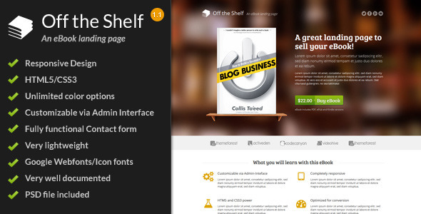 Off the Shelf - Themeforest Responsive E-Book Landing Page