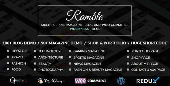 Ramble v2.0 - Multi-purpose Blog, Magazine And Woo-Commerce WordPress Theme