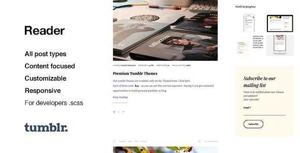 Reader v1.0.6 - Responsive Blogging Tumblr Theme