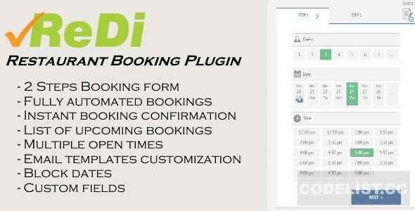 ReDi v19.1219 - Restaurant Booking plugin for WordPress